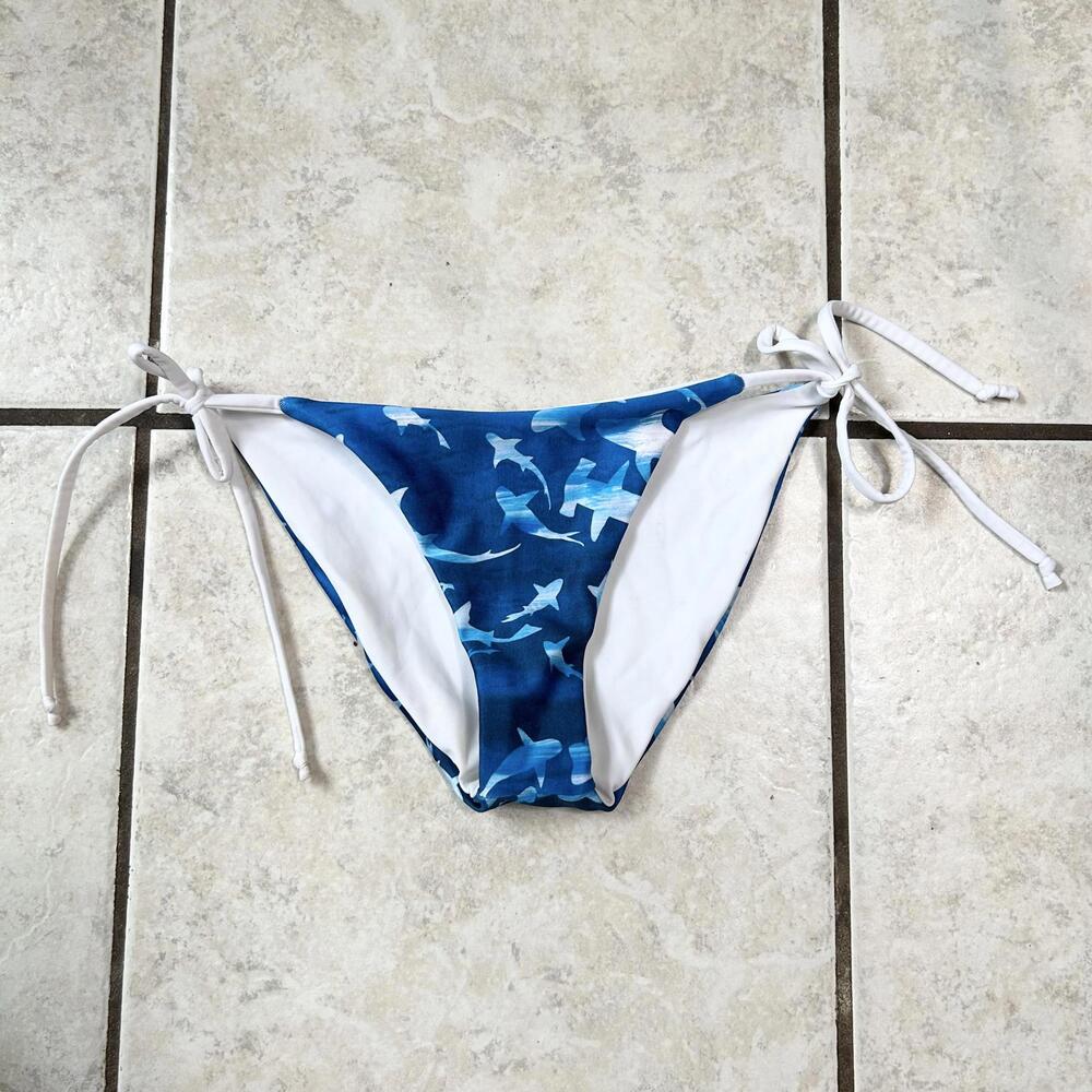 Handmade Hawaii Blue Ocean Shark Bikini Bottoms Swimwear Women's XS / Small